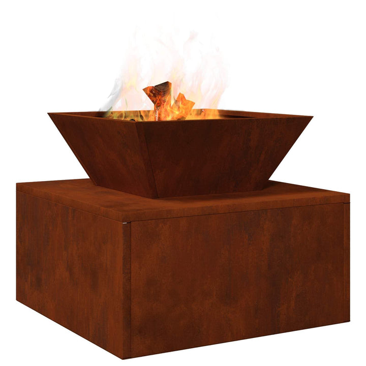 vidaXL Feuerstelle Rostig 50 x 50 x 40 cm Wetterfeststahl, Alfresco-Heizung, moderner Outdoor-Feuers