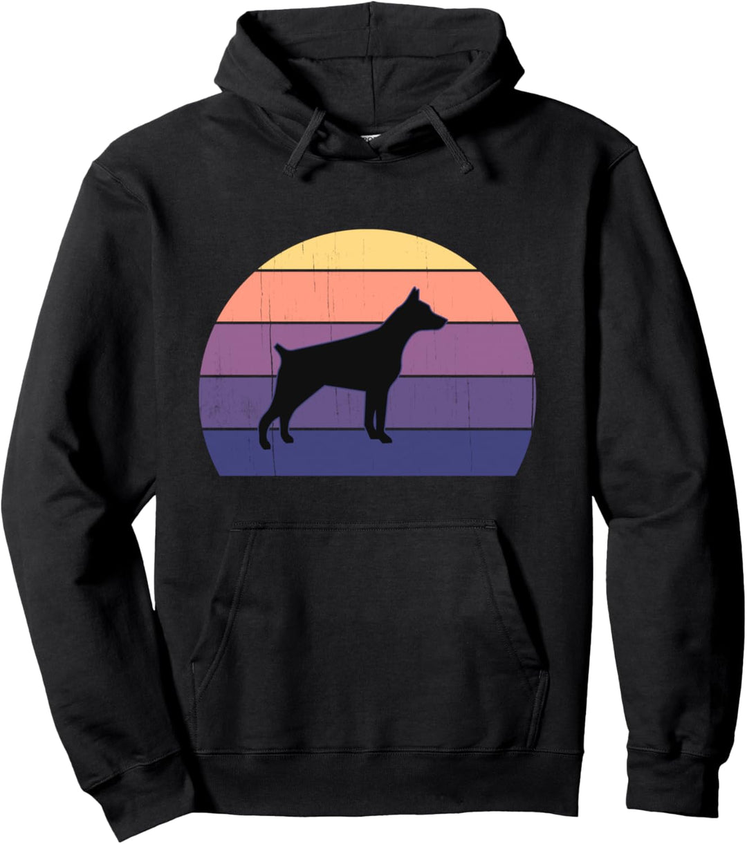 Cooler Retro-Sonnenuntergang Dobermänner - Grosser Dobermann- Pullover Hoodie