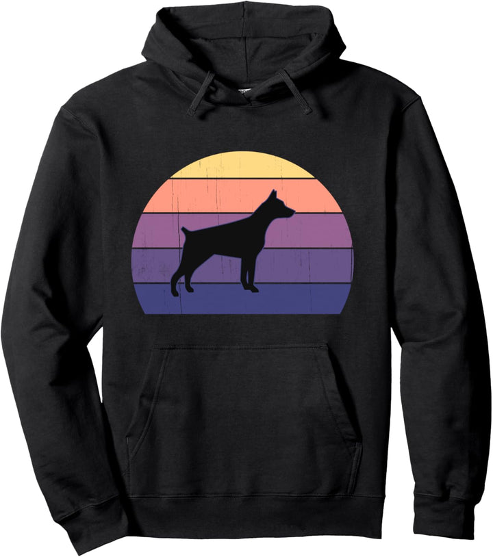 Cooler Retro-Sonnenuntergang Dobermänner - Grosser Dobermann- Pullover Hoodie