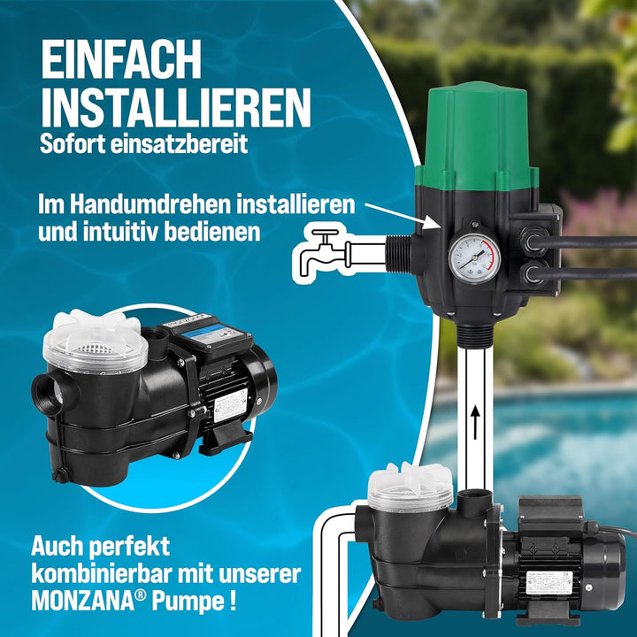 Monzana Pumpensteuerung Druckwächter Baranzeige Kabel 10 bar Pumpensteuerung Druckschalter auto. Ein
