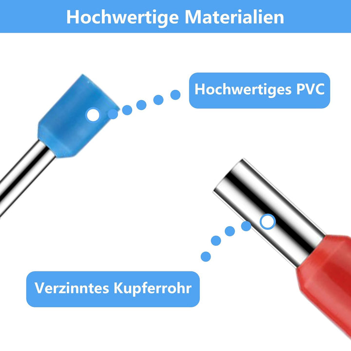 Aderendhülsen Set 2000 Stück, 0,5 mm² - 10 mm² Isolierte Aderendhülsen Sortiment für Drahtverbindung