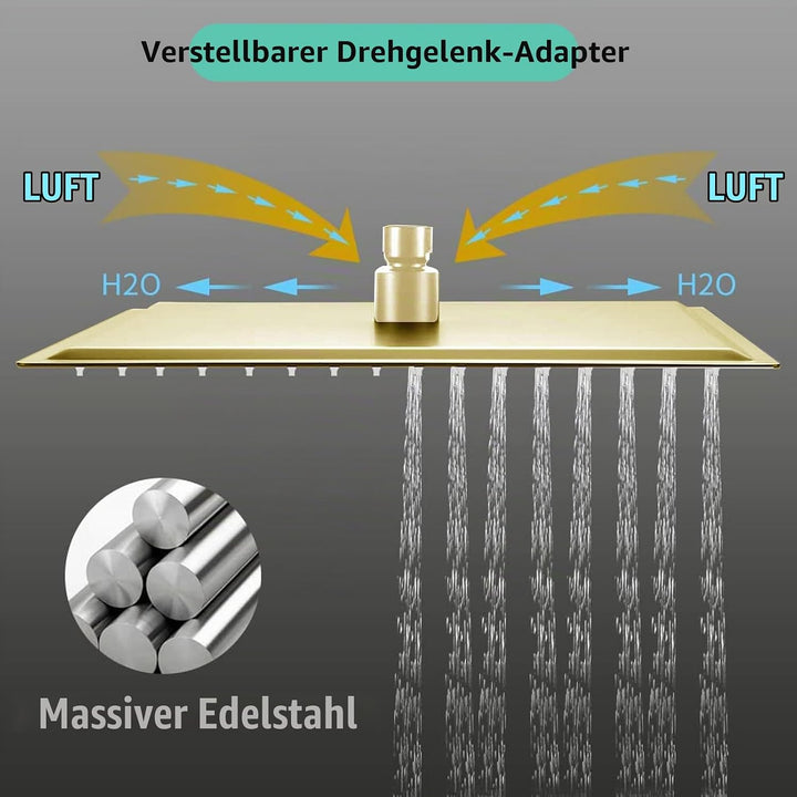 Ohotecy 12 Zoll(30cm) Regendusche Duschkopf Edelstahl AISI304 Regenbrause Anti-Kalk-Düsen Duschkopf