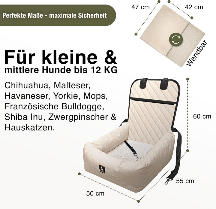 Hunde Autositz Auto Hundesitz, 2-in-1 Hundebett Hundekorb für kleine & mittelgrosse Hunde, Oxford St