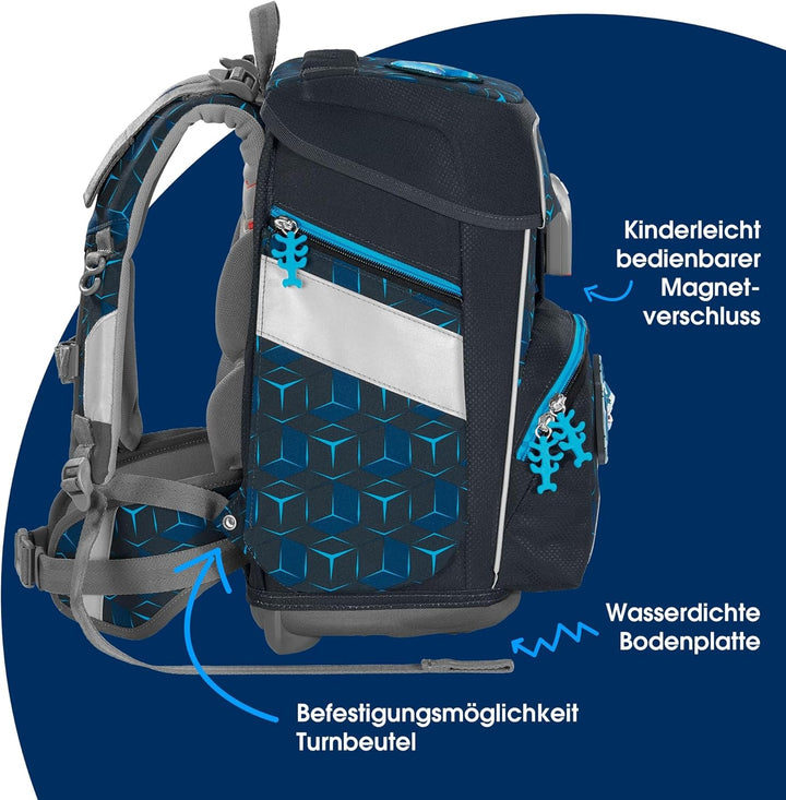 Step by Step Schulranzen-Set Space Shine „Shark Dexter“ 5-teilig, ergonomischer Tornister aus reflek