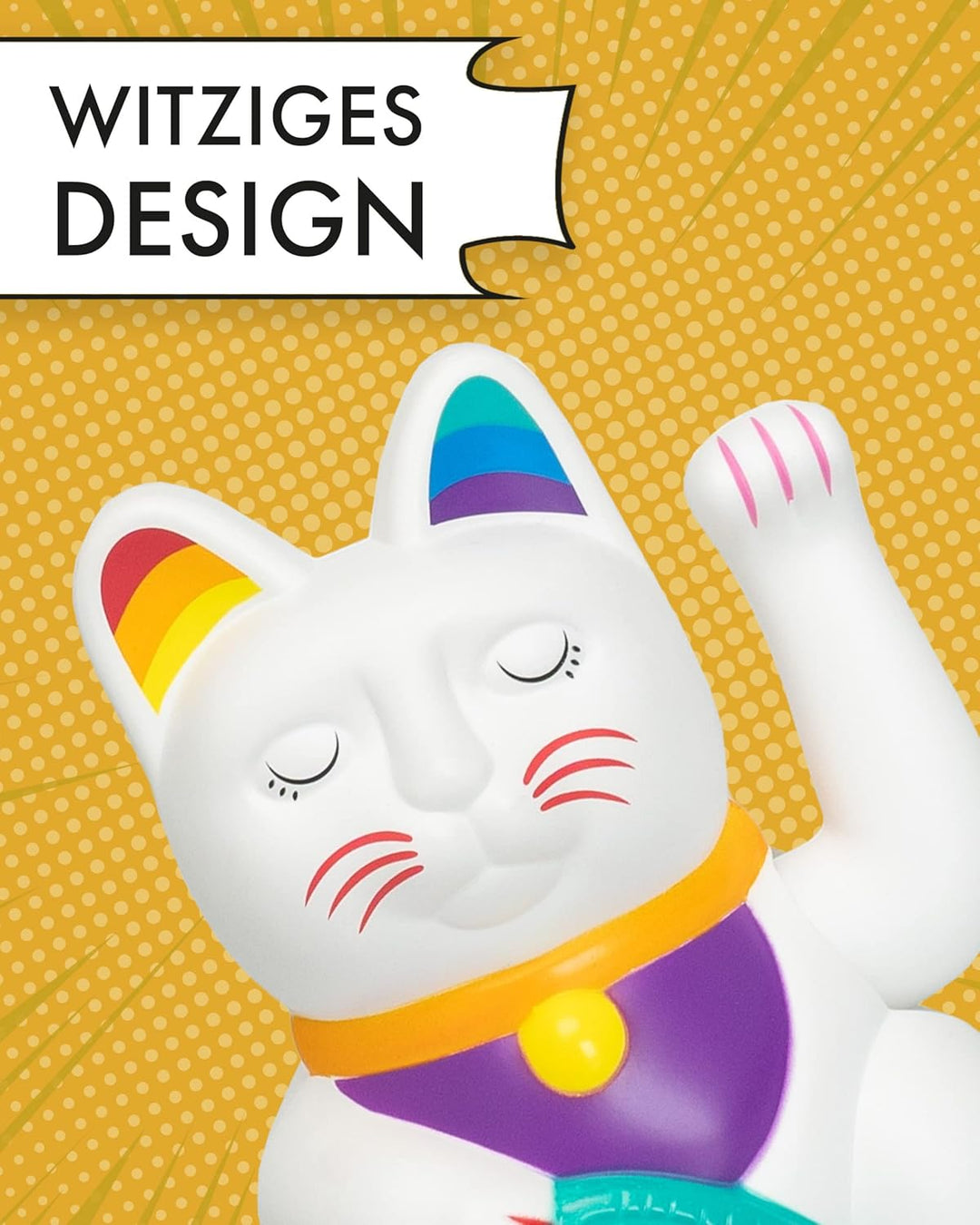 ANGRY CAT Regenbogen Winkekatze - Bunte Lucky Cat in Regenbogen Farben - süsse WinkKatze - Katze mit