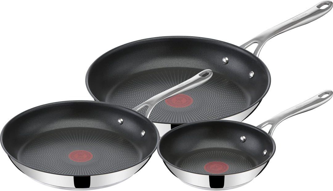 Jamie Oliver by Tefal Cook's Direct On Pfannenset 20/24/28 cm, Thermo-Signal bei idealer Brattempera