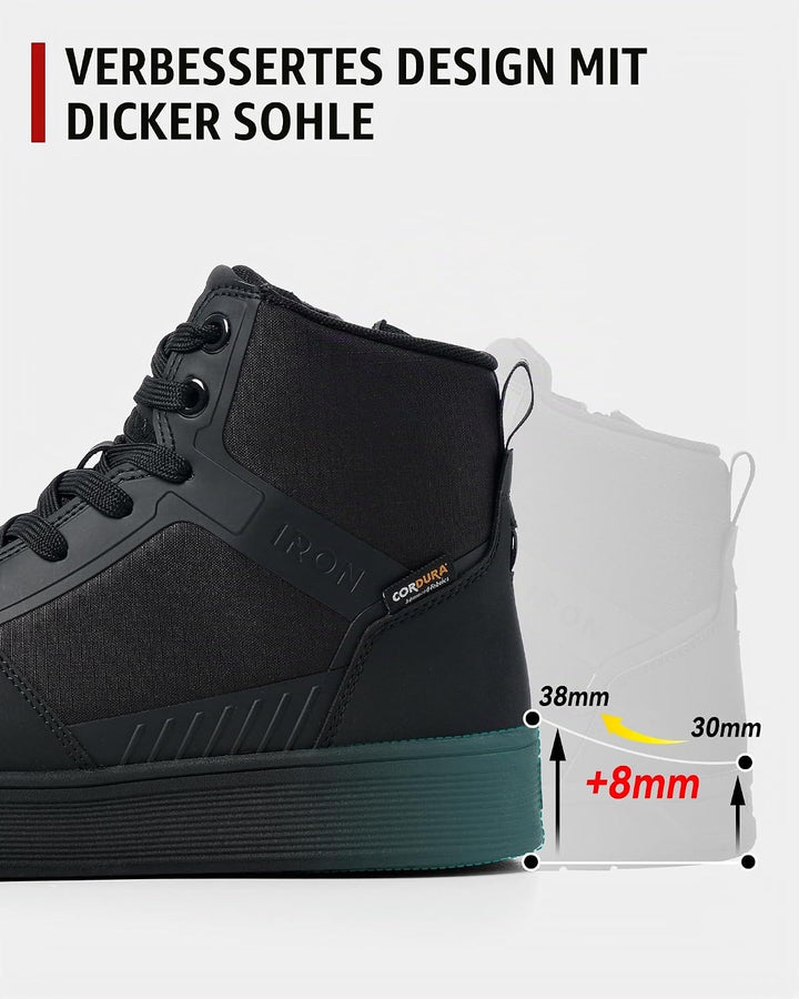 RIDEIRON Motorradschuhe Herren CE-konform Rutschfeste Schwarz 39 EU, Schwarz 39 EU