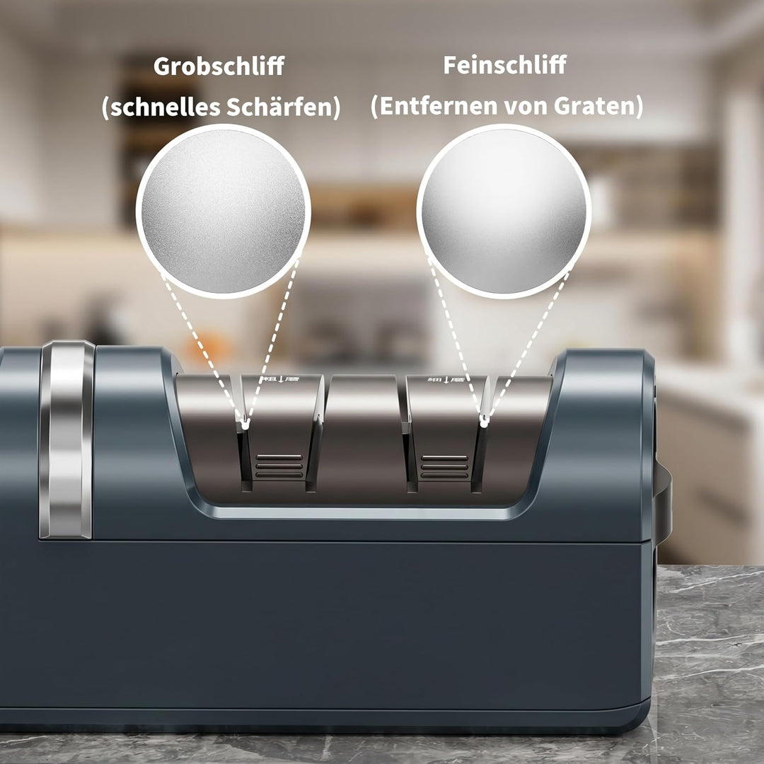 Elektrischer Messerschärfer, 5-in-1 Messerschärfer mit 3-Geschwindigkeiten Einstellung, wiederauflad