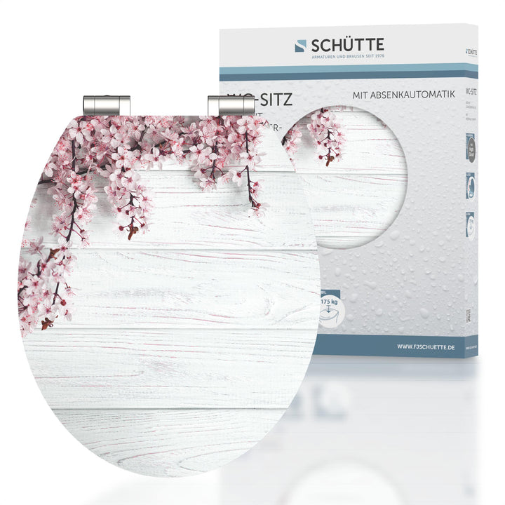 SCHÜTTE WC-Sitz FLOWERS mit Absenkautomatik aus Holz, Design Toilettendeckel mit 175kg Belastbarkeit