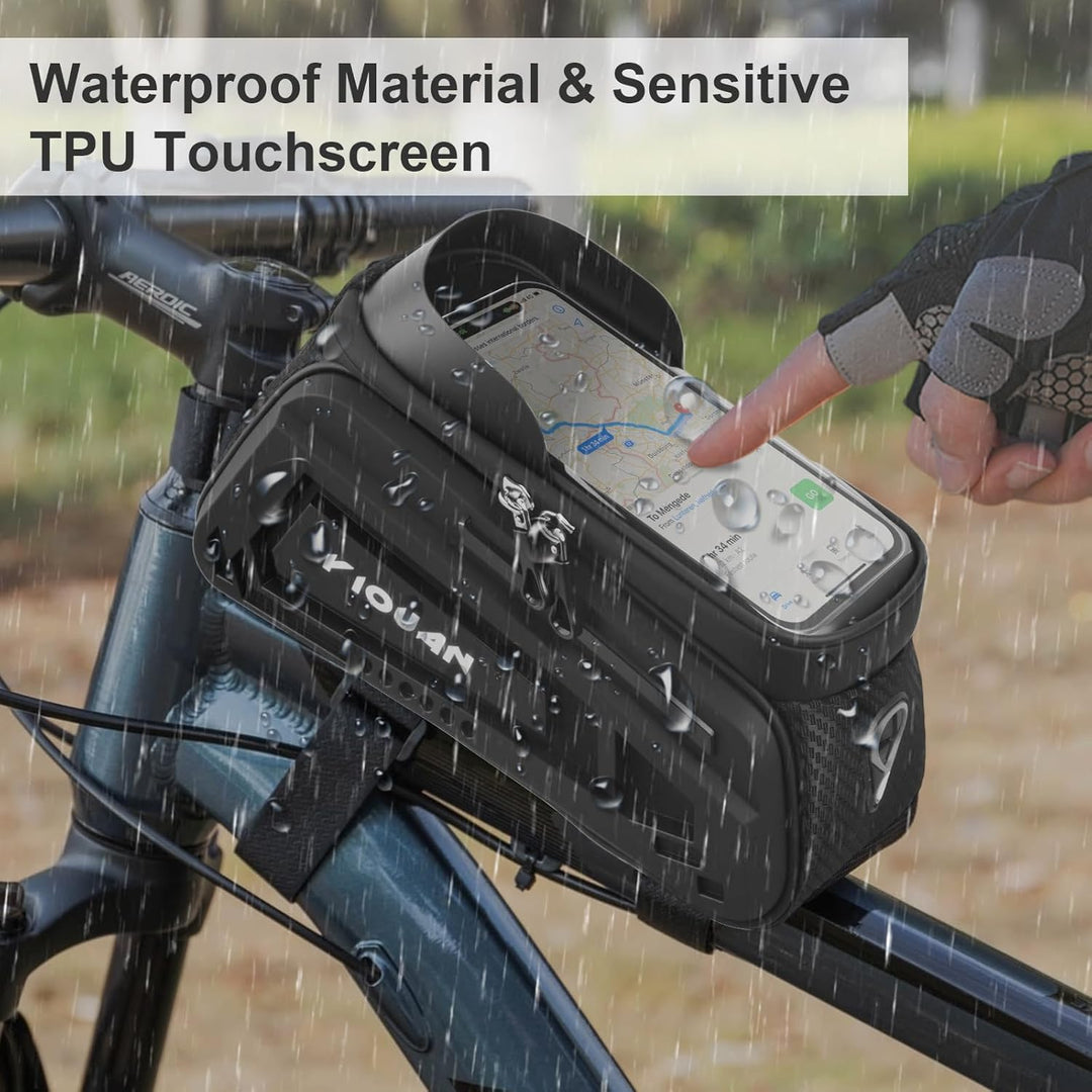 Fahrradtasche Rahmen, Wasserdicht Handytasche Fahrrad, Handy Oberrohrtasche mit TPU Sensitivem Touch