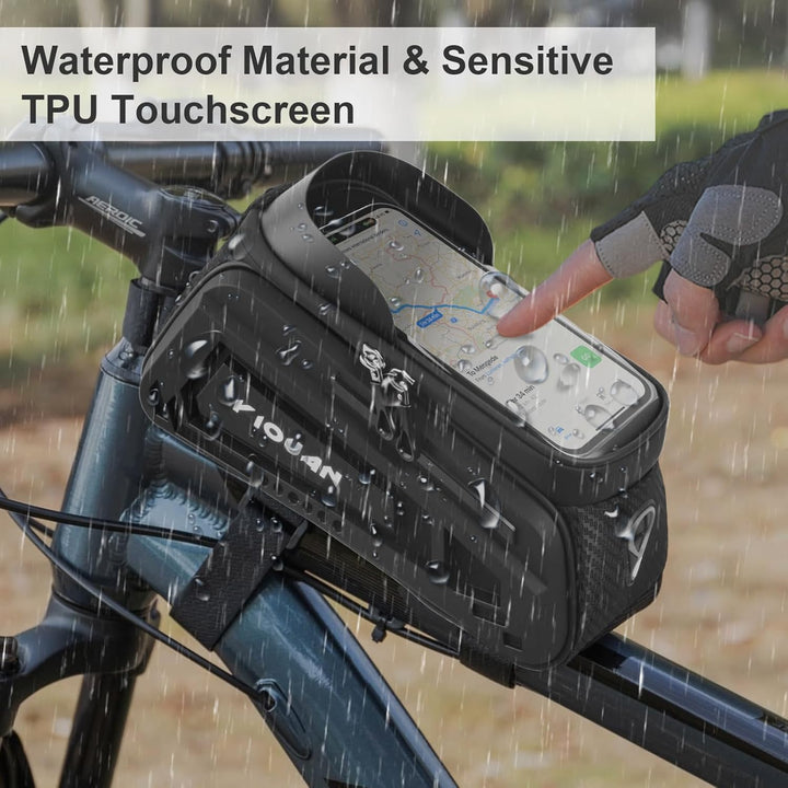 Fahrradtasche Rahmen, Wasserdicht Handytasche Fahrrad, Handy Oberrohrtasche mit TPU Sensitivem Touch