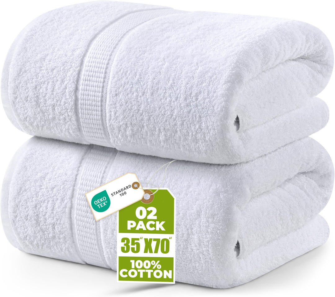 Utopia Towels - 2er Badetücher Gross aus Baumwolle mit Aufhänger, Saunatücher,Badehandtücher Gross,