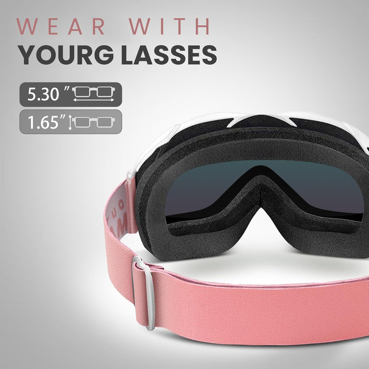 OutdoorMaster Unisex Skibrille OTG für Damen und Herren, Snowboard Brille Schneebrille 100% UV-Schut