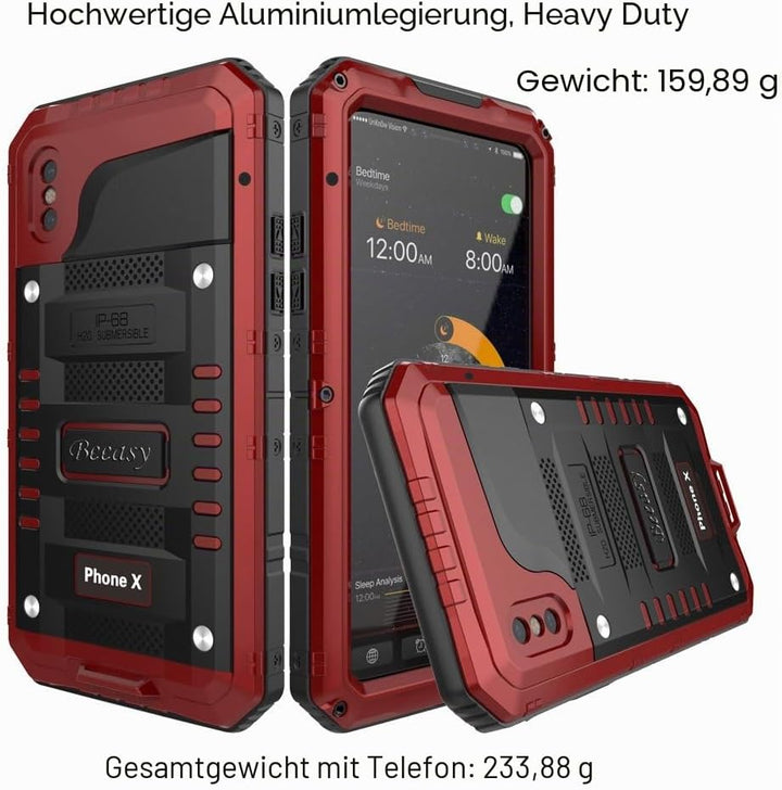 Beeasy Hülle Kompatibel mit iPhone X/XS, Wasserdicht Outdoor Stossfest Handy Case Militärstandard Sc