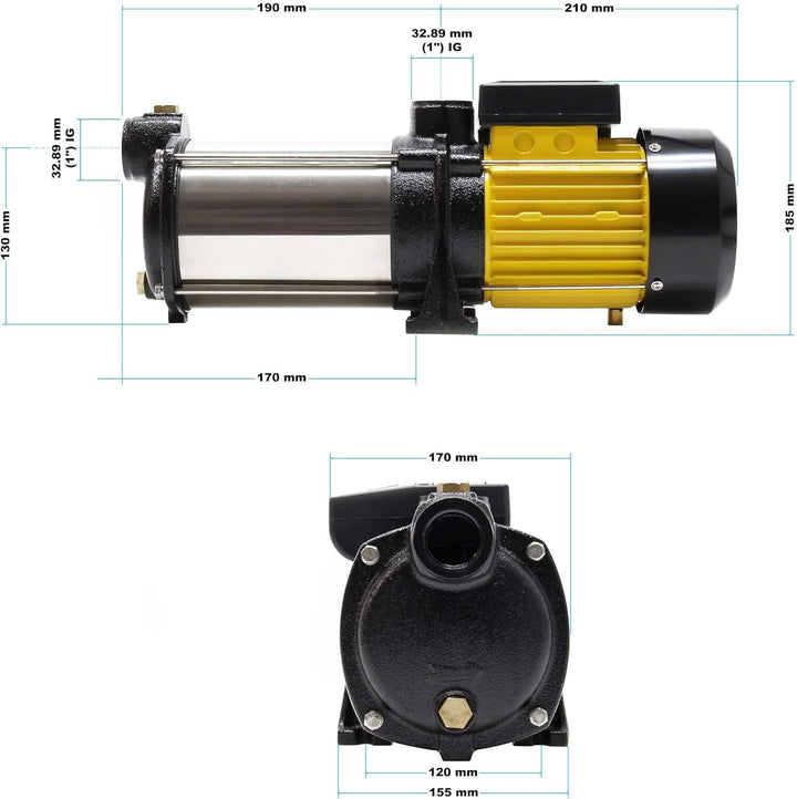 Wiltec Mehrstufige Kreiselpumpe 6000l/h 550W Förderhöhe 35m, Ansaughöhe 9m, 2850U/min, Wasserpumpe f