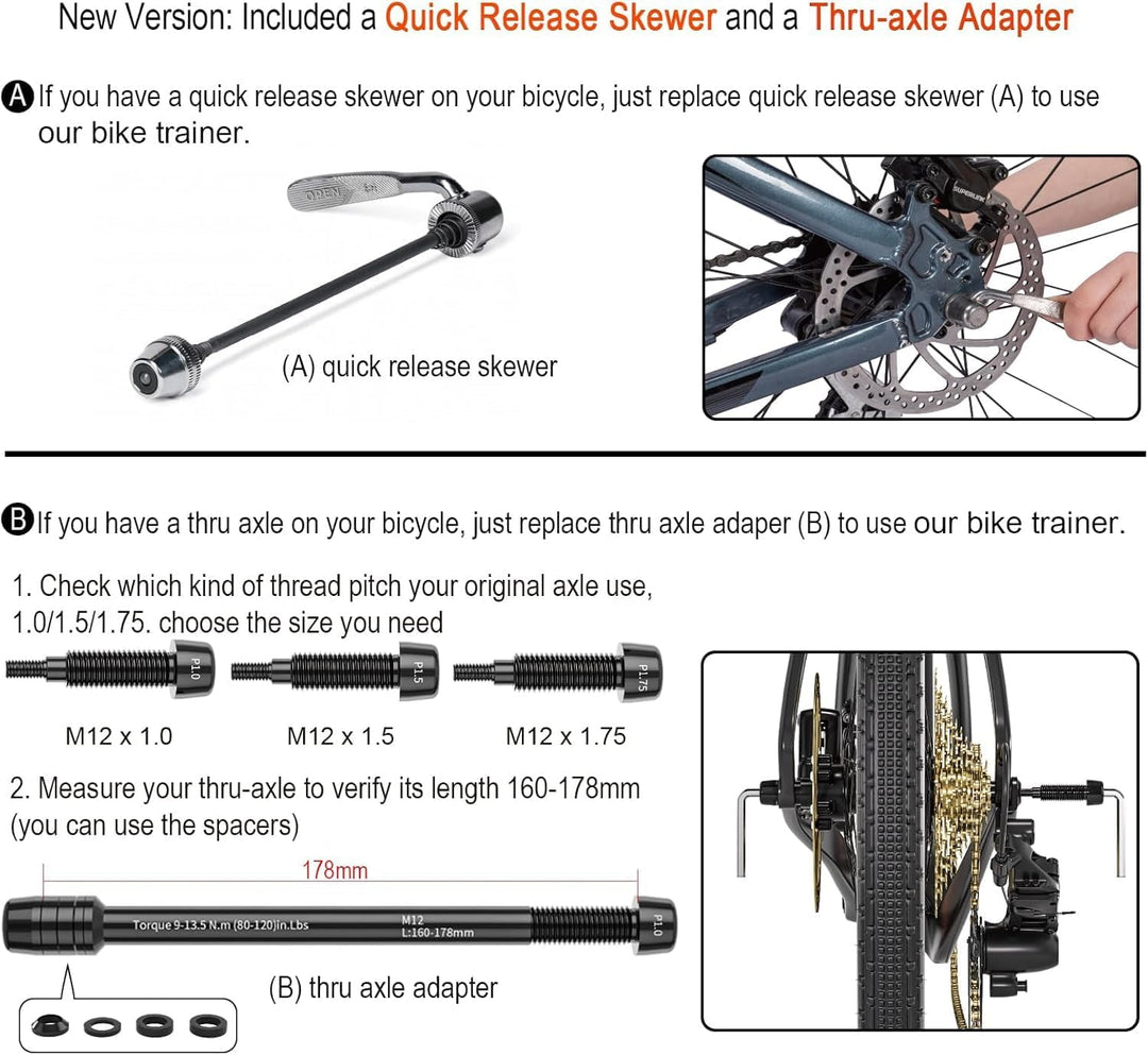 CXWXC Fahrrad Rollentrainer, Klappbar Stahl Bike Trainer mit Schnellspanner Vorderradunterlage Radtr