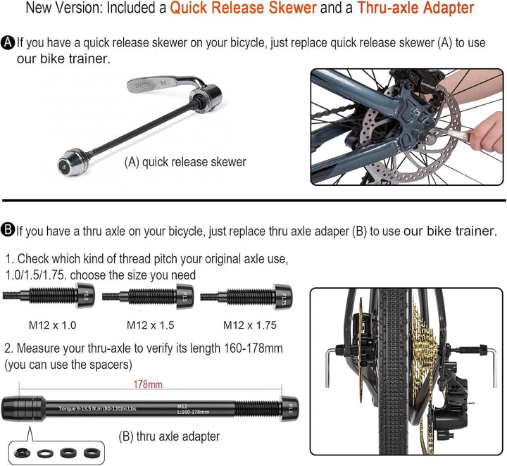 CXWXC Fahrrad Rollentrainer, Klappbar Stahl Bike Trainer mit Schnellspanner Vorderradunterlage Radtr