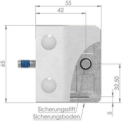 Glasklemme Modell 35, mit AbZ, flacher Anschluss, V2A für 16,76mm Glas
