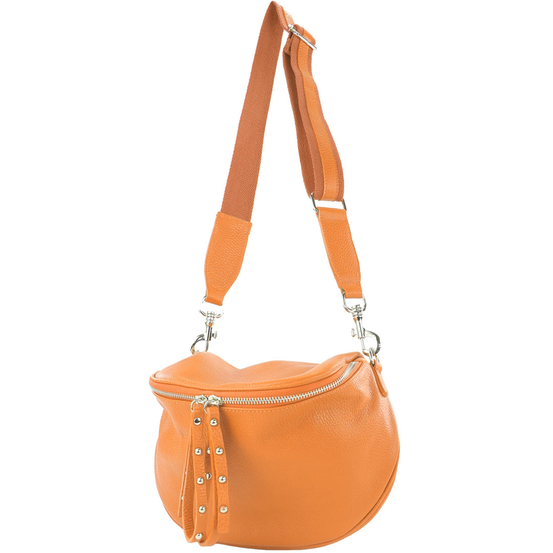 modamoda de - T236 - Umhängetasche Klein Small aus ital. Leder Pastellorange, Pastellorange
