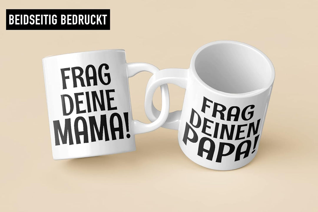 Trendation - Mama und Papa Partnertassen Geschenk Set Mutter Vater Geschenkidee Tassen Geschenkbox v