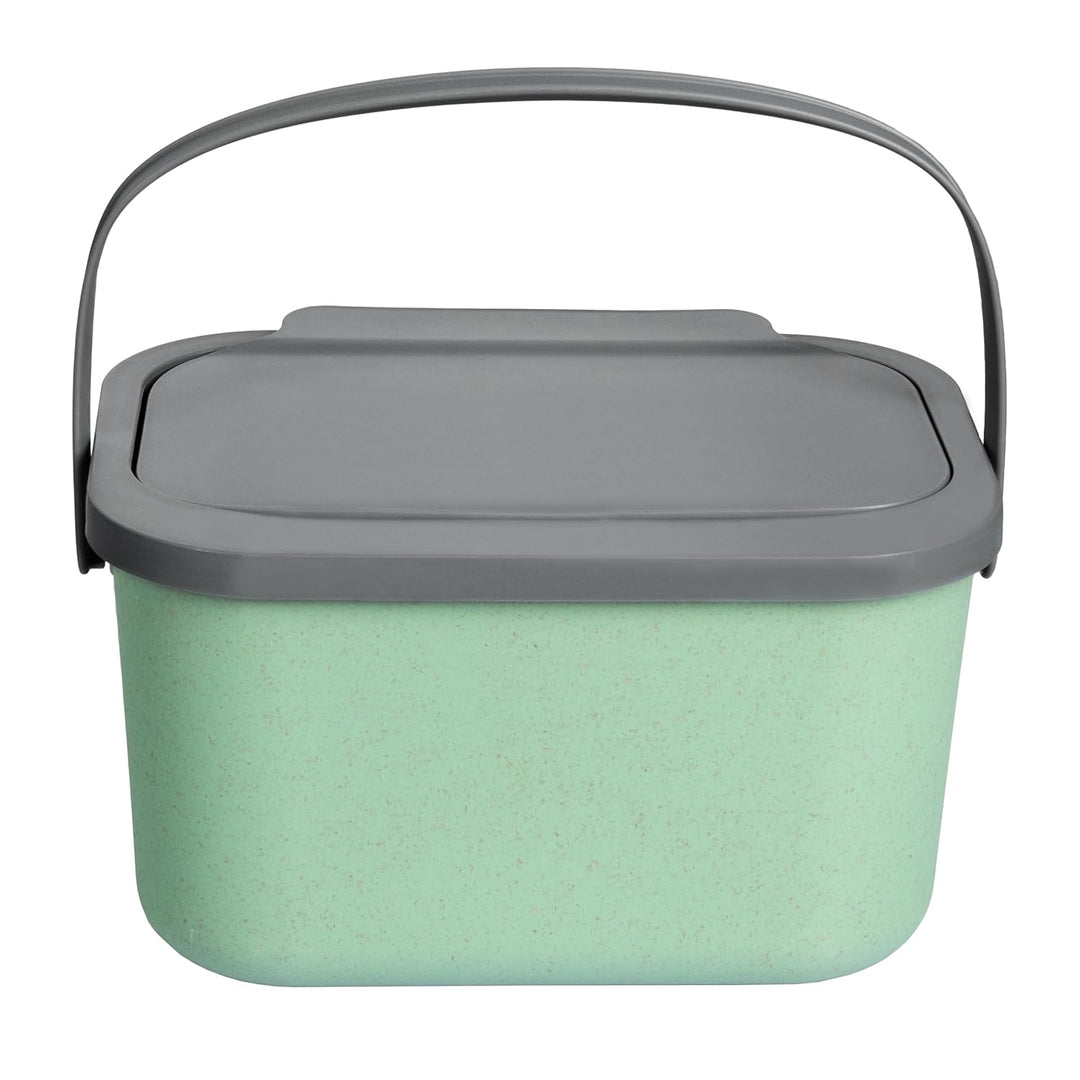 Biomülleimer Küche 4,5L Komposteimer, Küchen Mülleimer, Grün/Grau mit Deckel, Bio für Obst und Gemüs