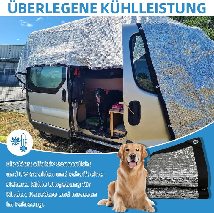 Sonnenschutznetz für Auto und Haustier, Hitzeschutznetz aus Aluminiumfolie,Sonnenschutznetz für VW T