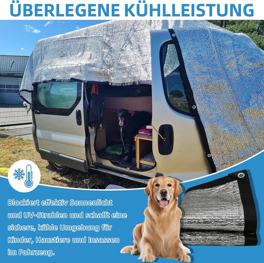 Sonnenschutznetz für Auto und Haustier, Hitzeschutznetz aus Aluminiumfolie,Sonnenschutznetz für VW T