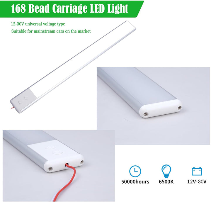 Intckwan 12 Volt Led Lampen Wohnmobil, 168LEDs, 10W, Dimmbar Dach Wohnmobilbeleuchtung mit Speichers