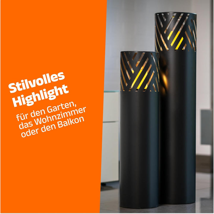 BENTSON Windlichtsäule Anthrazit Design I 2er Set I Deko-Säule für Garten im Industrial Design I Gar