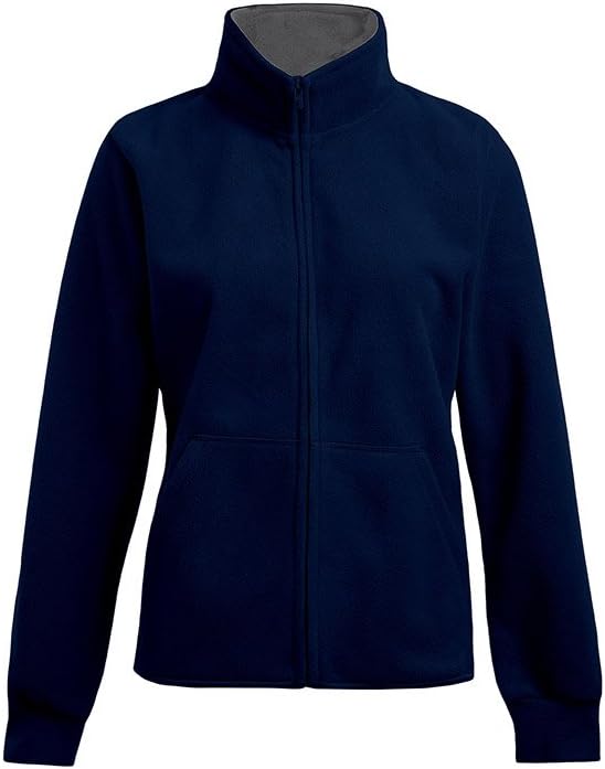 Doppel-Fleece Jacke Damen, Marineblau-Hellgrau, M