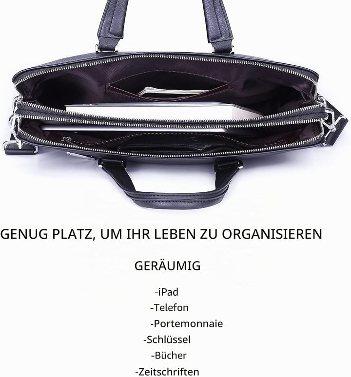 FSD.WG Herren Business Tasche,Wasserdichte Leder Aktentasche,Schulter Laptop Business Tasche für Bus