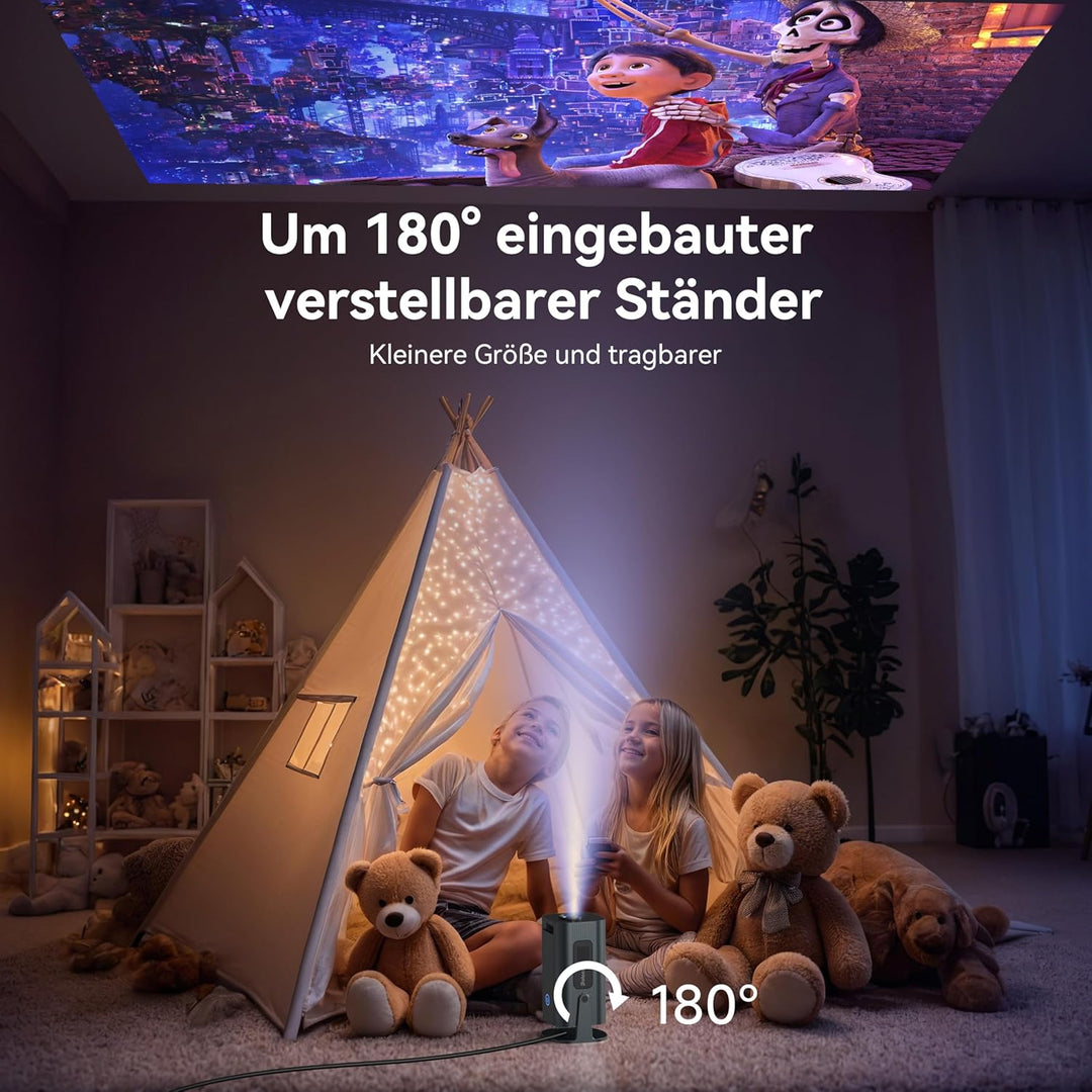 Polocsh Mini Beamer, Beamer 4k Unterstützt 1080P Full HD, Mini Projektor mit Android11.0, WLAN6 und