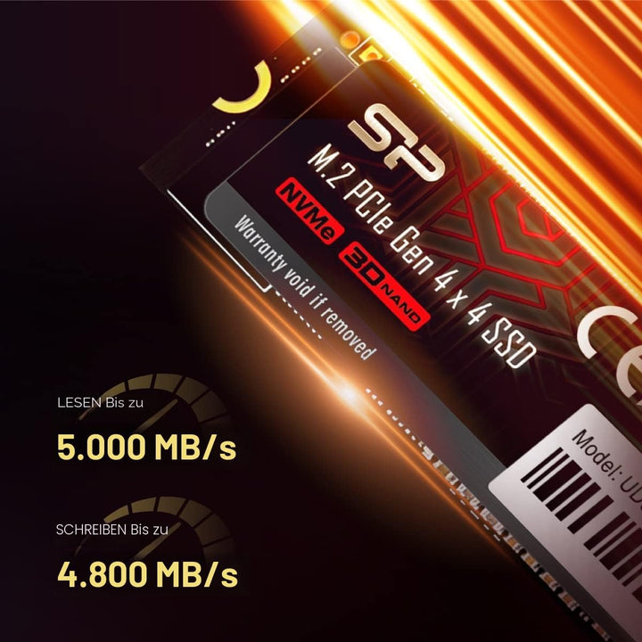 Silicon Power 500GB UD90 NVMe 4.0 Gen4 PCIe M.2 SSD R/W up to 5,000/3,850 MB/s (SP500GBP44UD9005), 5