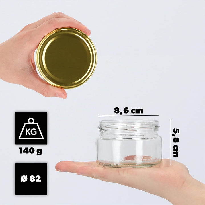 KADAX 10er Set Marmeladengläser 250ml mit Schraubdeckel Ø 82 mm in Gold - luftdichte, spülmaschinenf