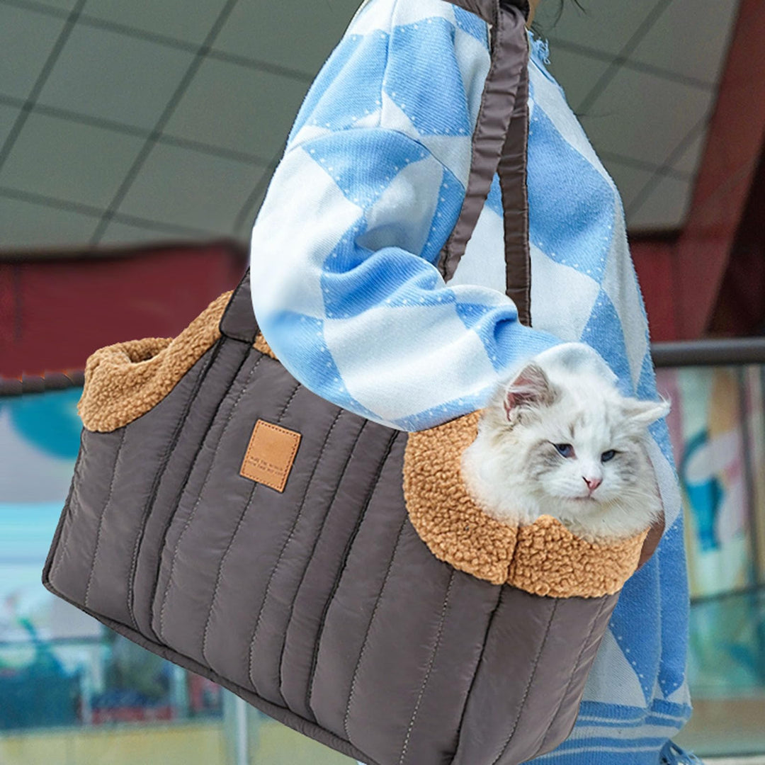 Kleine Hundetragetasche aus Winterfleece, warme Hundetragetasche mit sicherem Geschirr-Clip Grossen