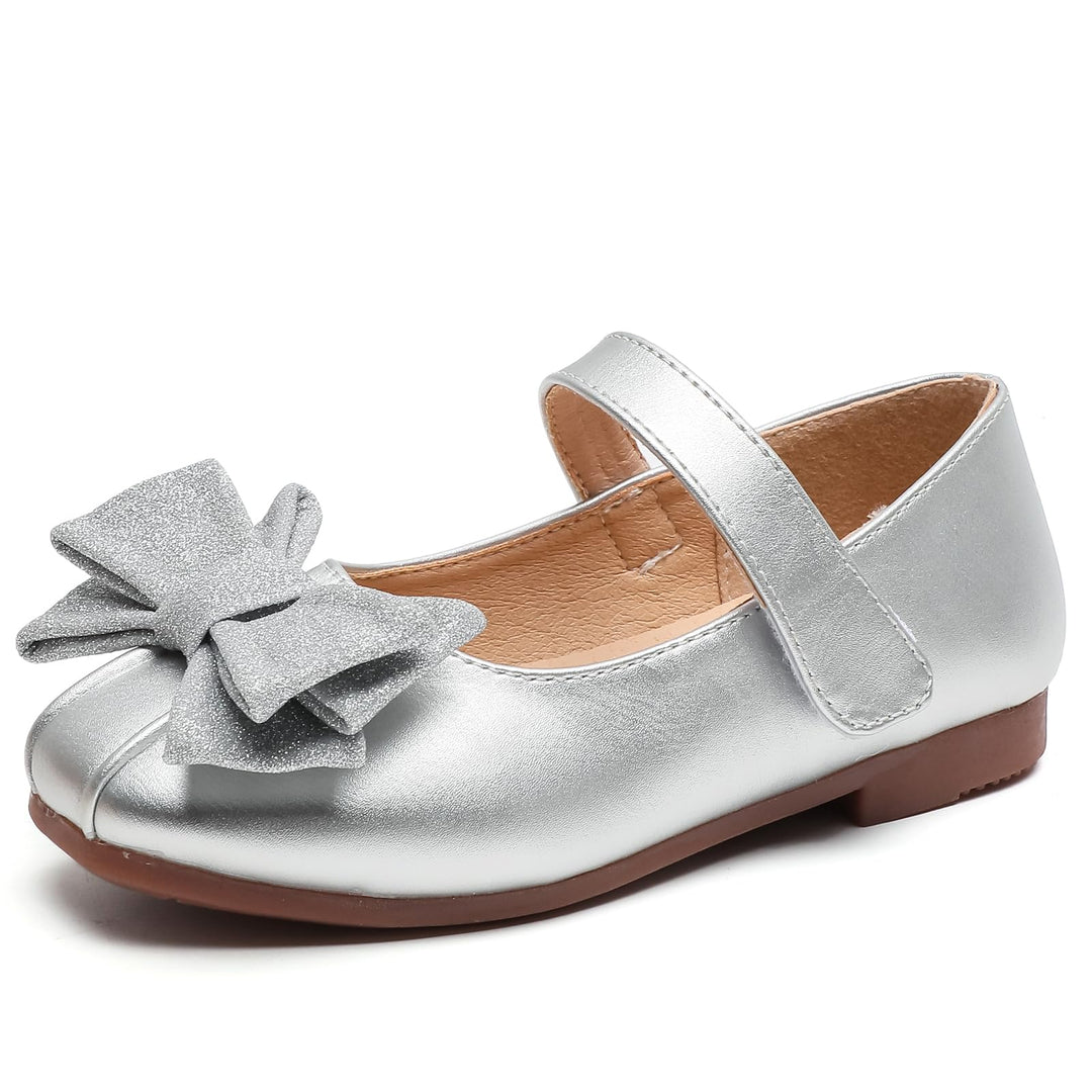 DADAWEN Klein Mädchen Mary Jane Ballerinas Prinzessin Taufschuhe 21 EU Silber, 21 EU Silber