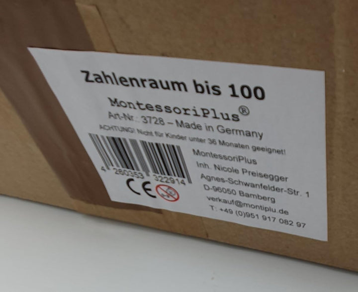 Montessori-Material Zahlenraum bis 100 inkl. Rechenstäbchen u. 100 Aufgabenkarten mit Selbstkotrolle