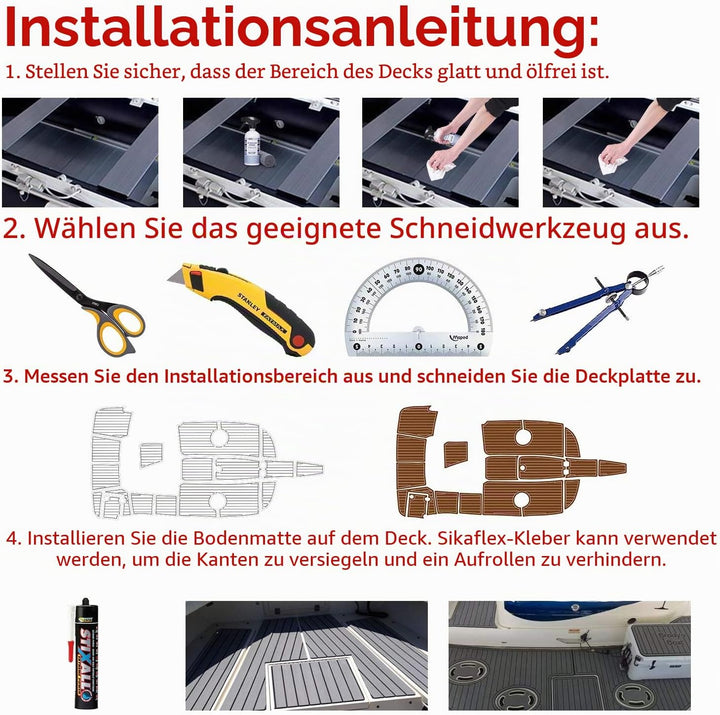 MIJOBS Grau und Schwarz Eva Teak Selbstklebend Deck Boot Selbstklebend rutschfeste Matte Marinedeck