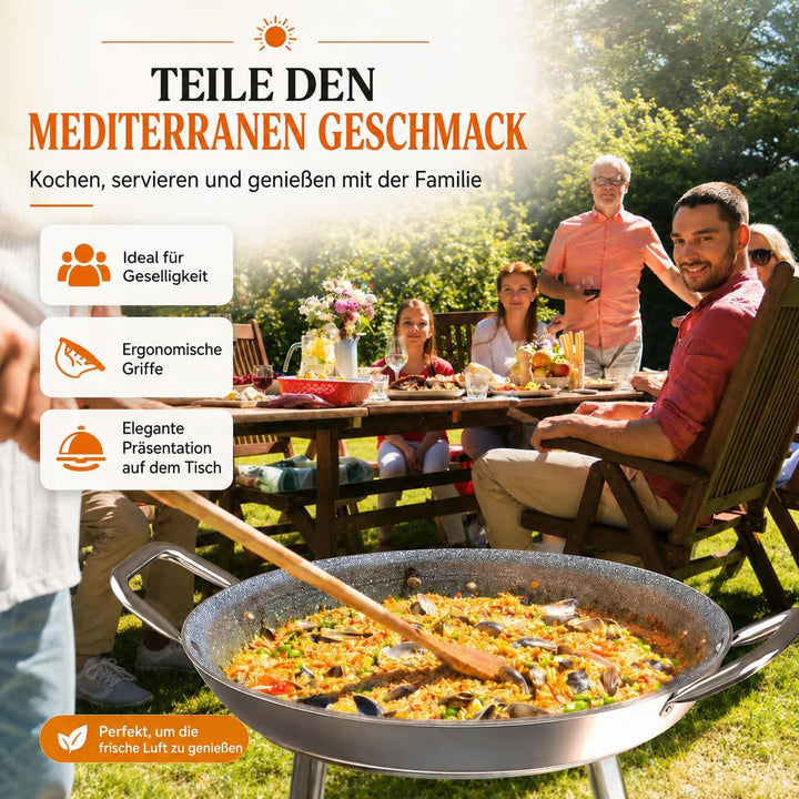 TEHORNEO Paella Pfanne Induktion, Paella Pfanne 34 cm Antihaftbeschichtete aus Aluminium 5-6 Portion