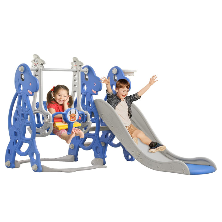 FIVMEN Rutsche Kinderrutsche 4-in-1 Set, Kinder Spielzeugrutsche Indoor Outdoor mit Basketballkorb &