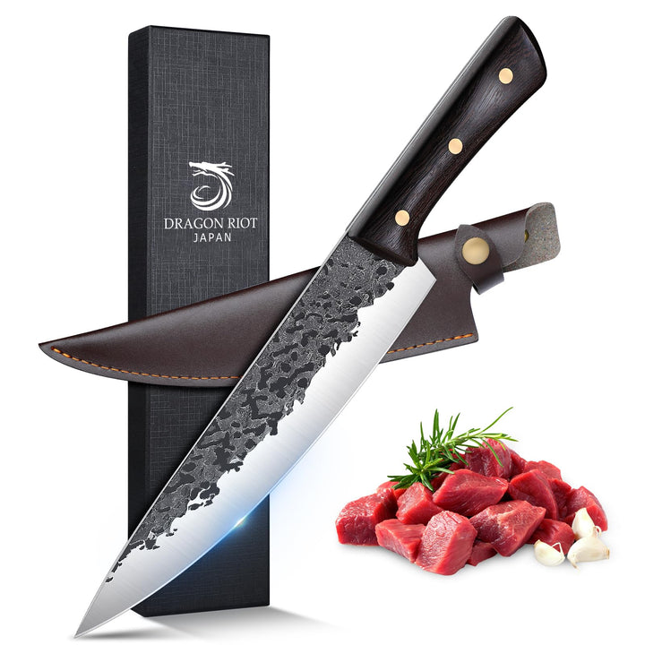 DRAGON RIOT Kochmesser profi Messer, Handgeschmiedet Japanisches Wikinger Messer, Fleischmesser extr