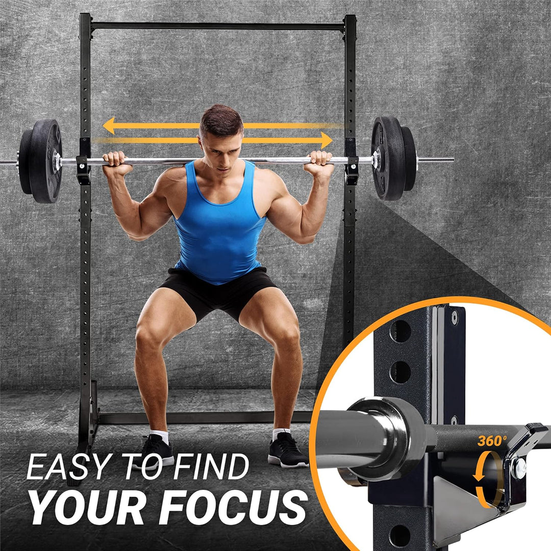 Yes4All Easy Barbell-Centering Roller J-Hooks for 2x2" Power Rack, 1,000 lbs Alloy Steel Barbell Hol