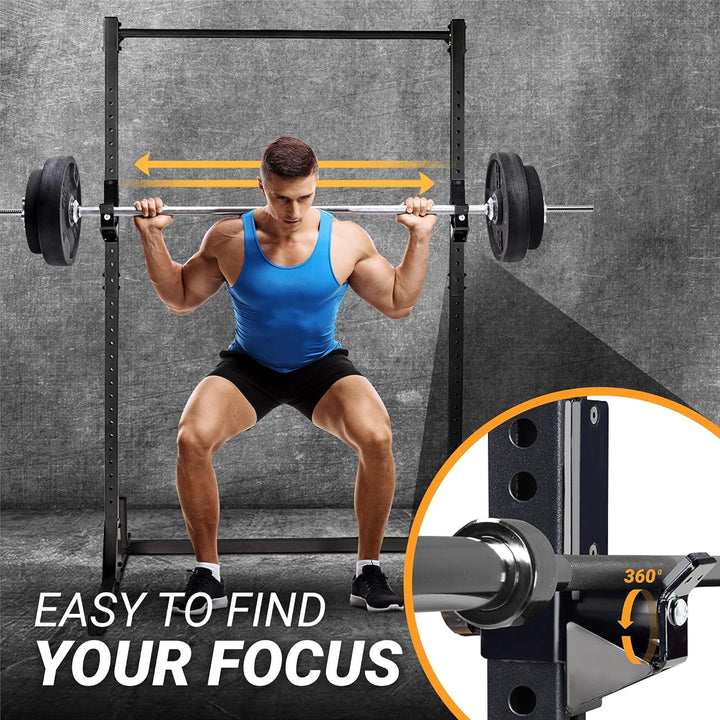 Yes4All Easy Barbell-Centering Roller J-Hooks for 2x2" Power Rack, 1,000 lbs Alloy Steel Barbell Hol