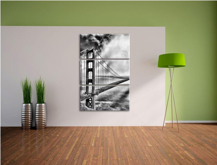 Pixxprint Golden Gate Bridge San Francisco / 3-Teilig/Gesamtmass 120cm Leinwandbild bespannt auf Hol