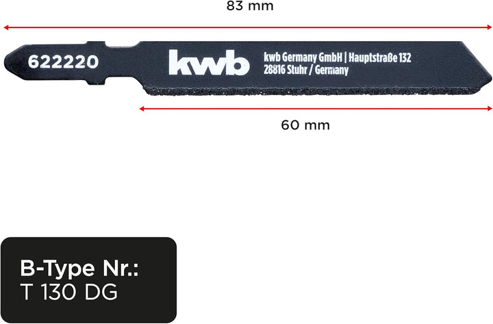 kwb Stichsägeblätter für Fliesen und Keramik aus flexiblem, schwarz lackiertem HCS-Stahl, diamantbes