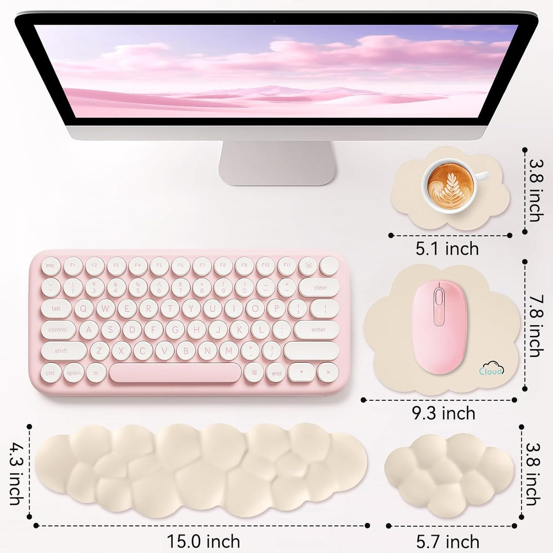 Memory‑Schaum Cloud Handballenauflage Tastatur‑Set, 4‑in‑1: Ergonomische Tastatur Handballenstütze &
