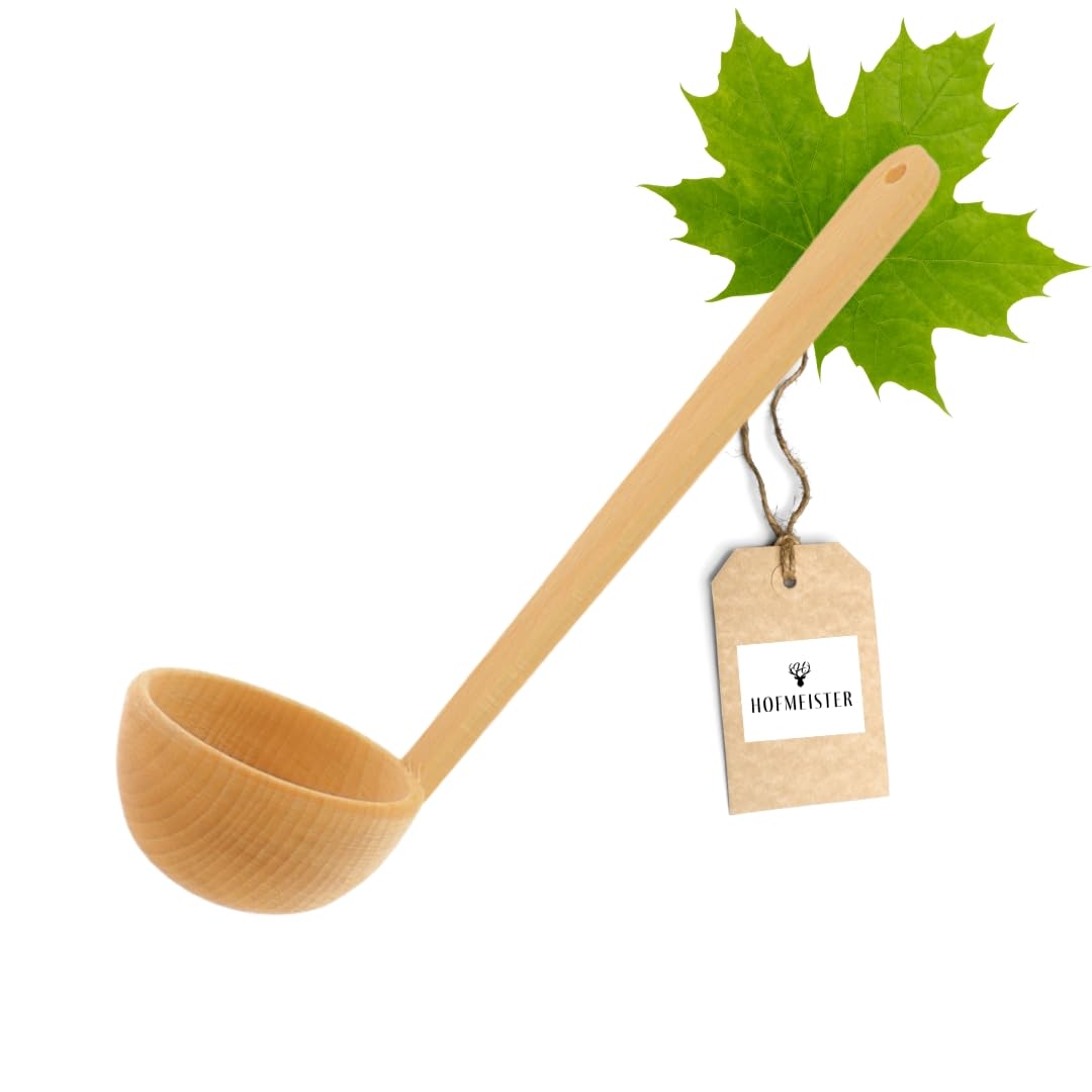 HOFMEISTER® Schöpfkelle mit abgewinkelten Kopf aus Holz, Saunakelle, Saunazubehör, 56 cm 56 Cm 56 x