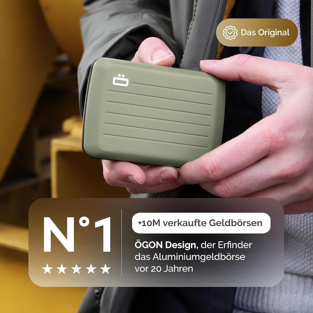 OGON Aluminium Geldbörse Smart Case V2 - Einfache Lagerung - Metallverschluss - Kartenetui mit RFID-