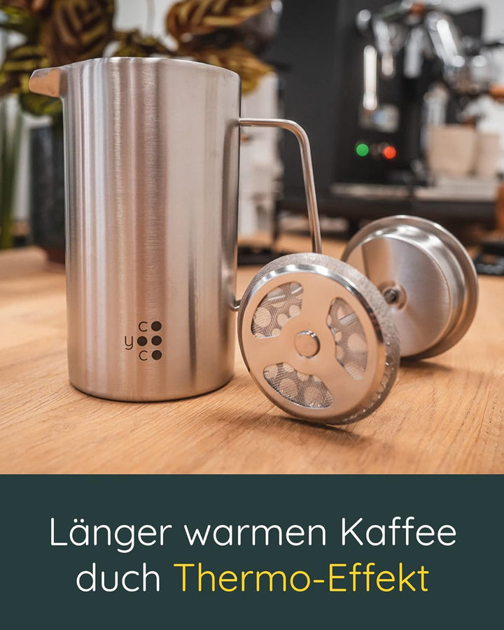 Coyooco ® French Press Edelstahl 800 ml | Für 4 Tassen | In 2 Grössen erhältlich | Leckerer Kaffee f