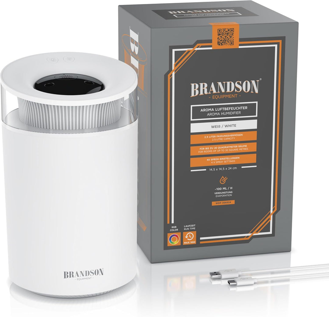 Luftbefeuchter 2,5 Liter leise - 7 LED Farben Stimmungslicht – 2 schaltbare Dampfausgänge – integrie